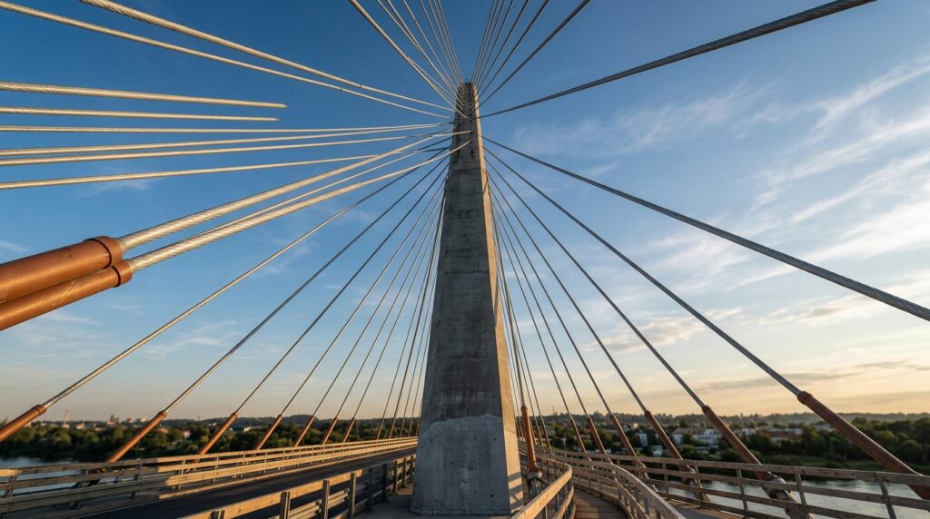 uma-ponte-estaiada-assimetrica-usa-um-unico-mastro-inclinado-para-equilibrar-grandes-vaos-com-dezenas-de-cabos