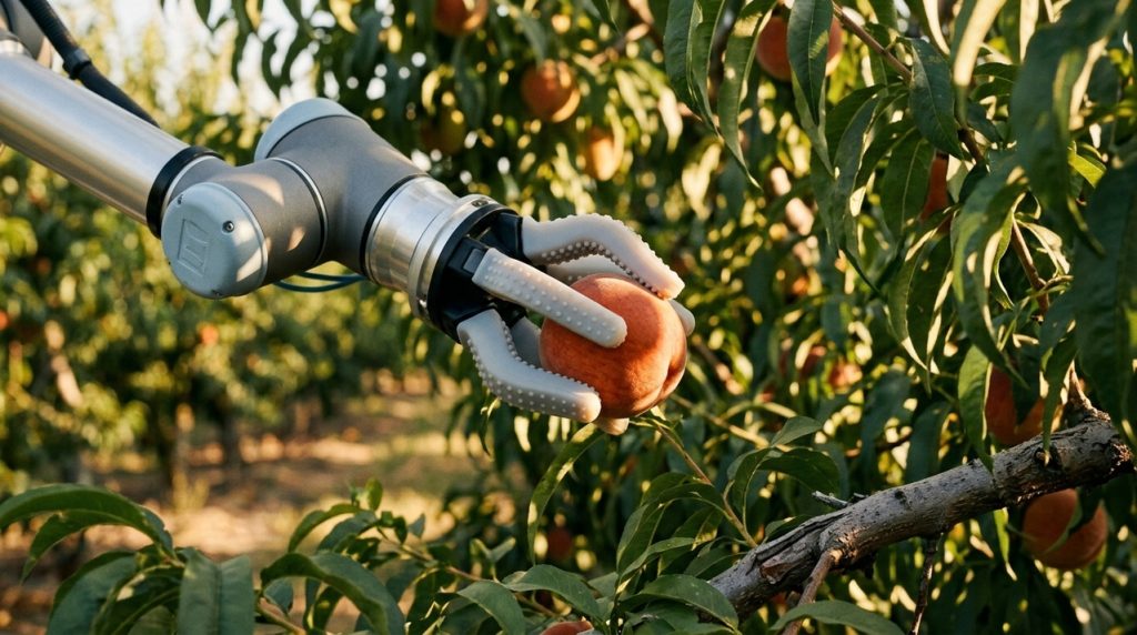robos-ja-conseguem-colher-frutas-analisando-cor,-tamanho-e-ponto-de-maturacao-com-menor-risco-de-danificar-a-plantacao