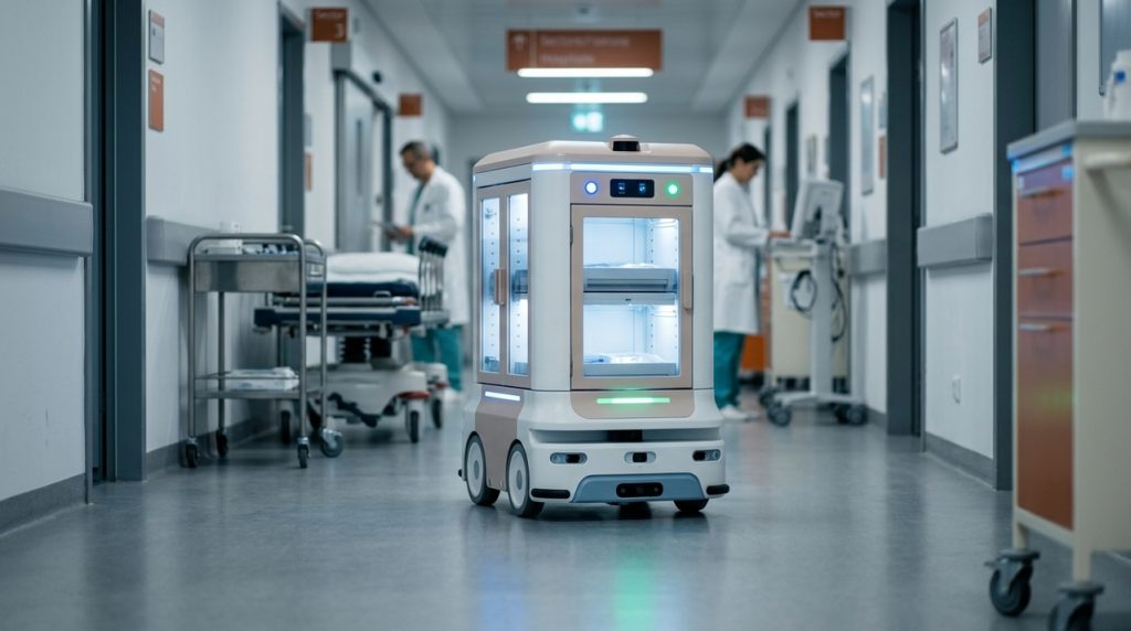 hospitais-ja-usam-robos-autonomos-para-transportar-medicamentos,-amostras-e-materiais-e-reduzir-deslocamentos-das-equipes