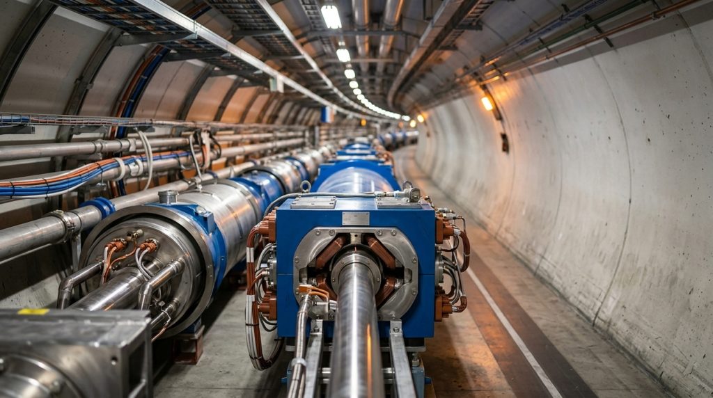 enterrado-sob-franca-e-suica,-o-large-hadron-collider-acelera-particulas-em-um-anel-de-27-quilometros
