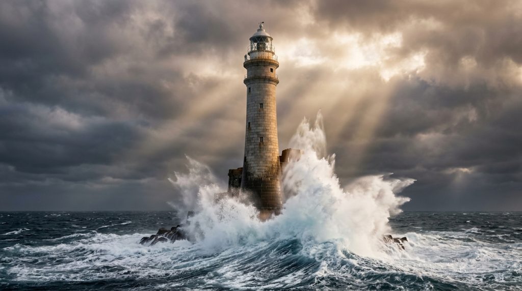 construido-sobre-uma-pequena-rocha-no-atlantico,-o-fastnet-lighthouse-enfrenta-tempestades-ha-mais-de-120-anos