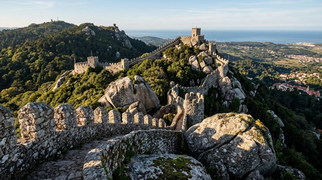 com-muralhas-que-seguem-a-montanha,-o-castelo-dos-mouros-transformou-penedos-e-escarpas-em-parte-da-propria-defesa