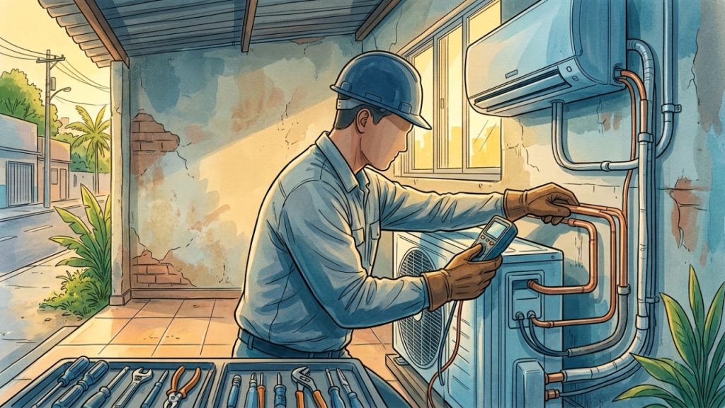 tecnico-em-refrigeracao-trabalha-com-maquinas-que-mantem-casas,-mercados-e-hospitais-funcionando