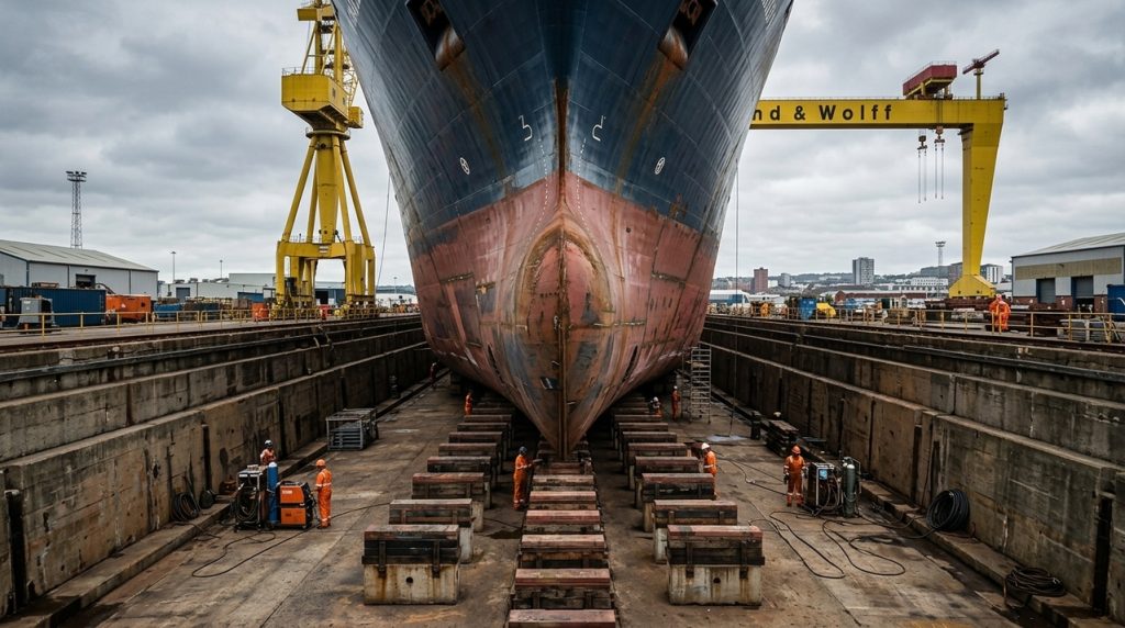 um-gigantesco-estaleiro-utiliza-docas-secas,-guindastes-monumentais-e-plataformas-moveis-para-construir-navios-entre-os-maiores-do-planeta